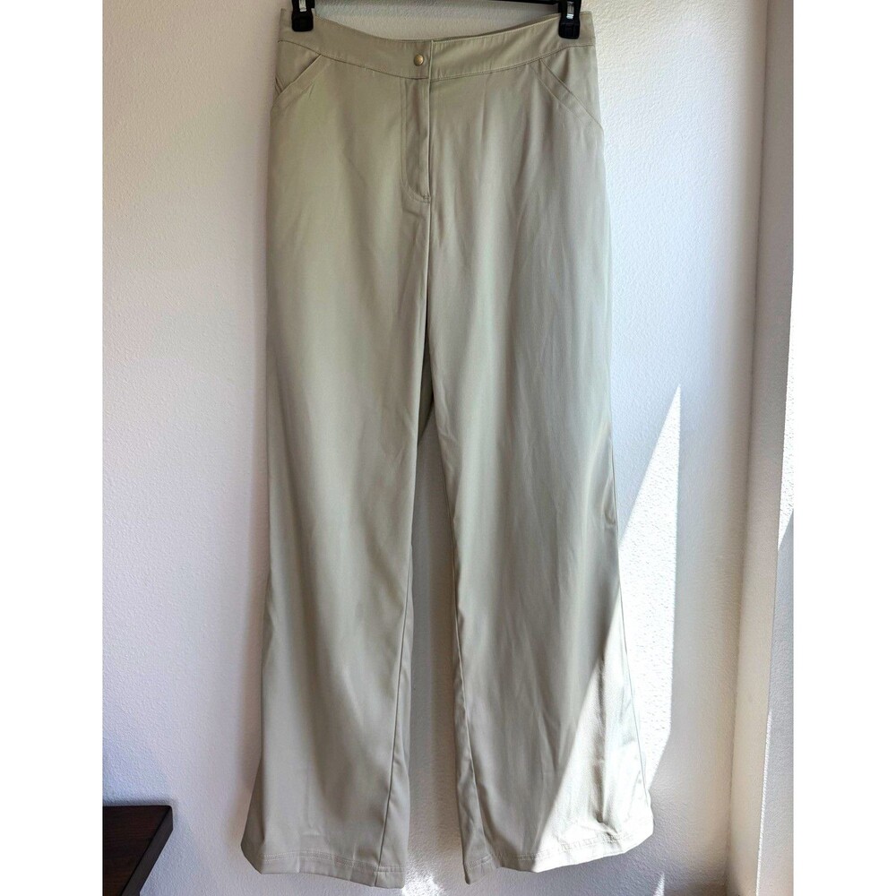 Size 18 Lopez Women's Pants Wide-Leg Flat Front Solid Beige